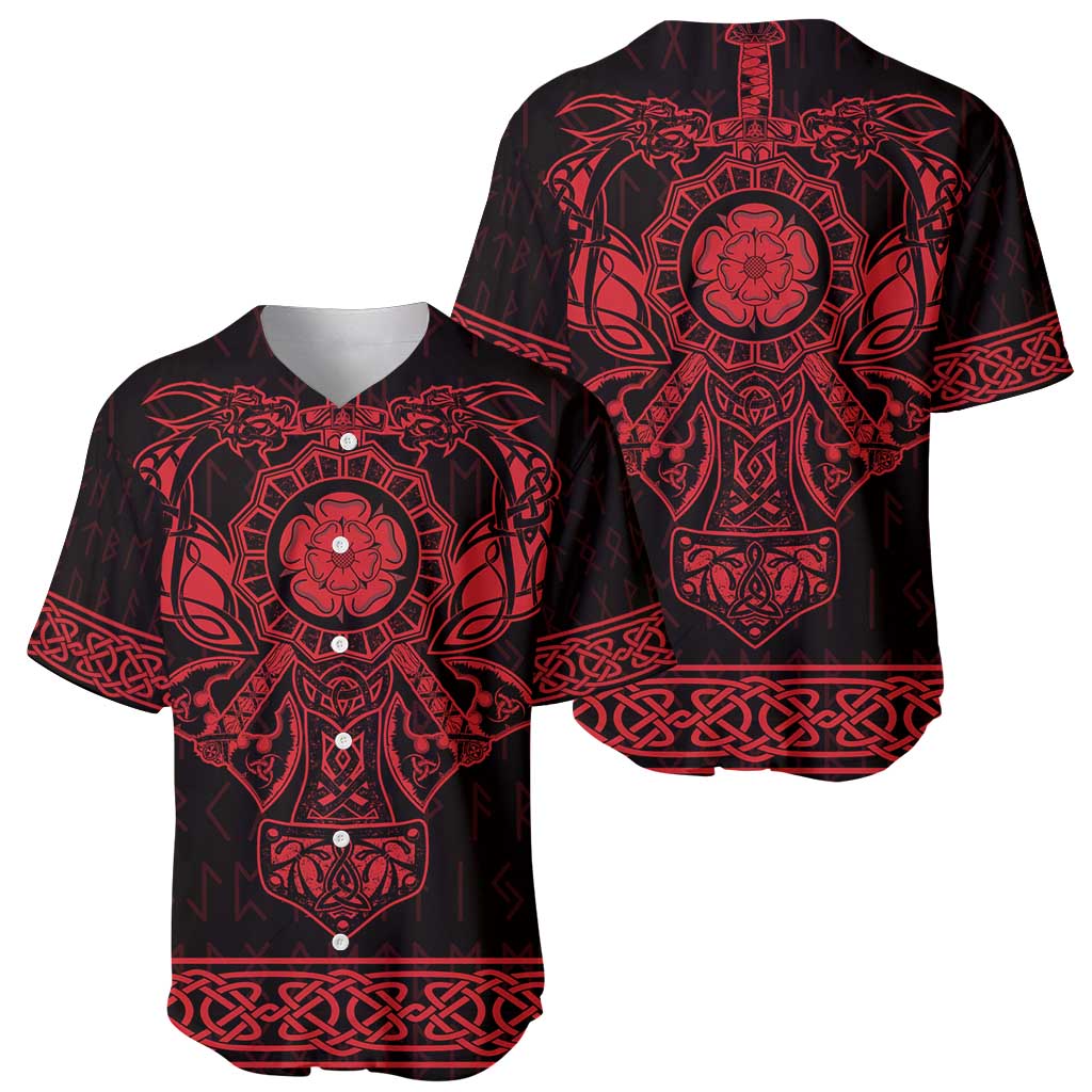 Vikings from Yorkshire Baseball Jersey Red Spirit of Jorvik - Wonder Print Shop