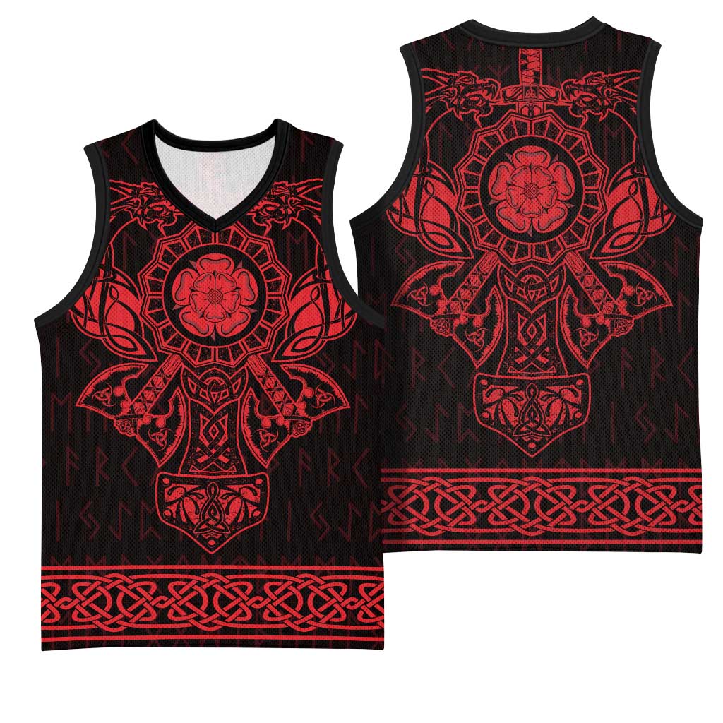 Vikings from Yorkshire Basketball Jersey Red Spirit of Jorvik - Wonder Print Shop