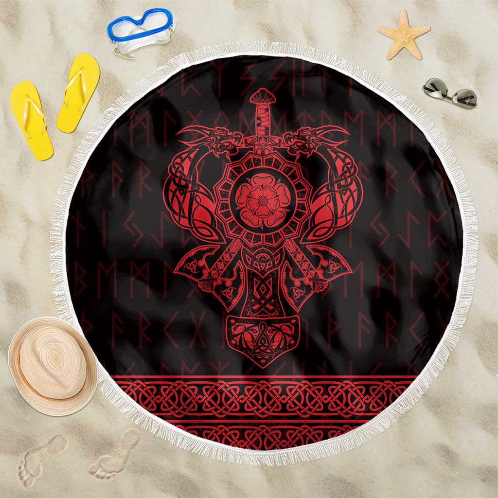 Vikings from Yorkshire Beach Blanket Red Spirit of Jorvik - Wonder Print Shop