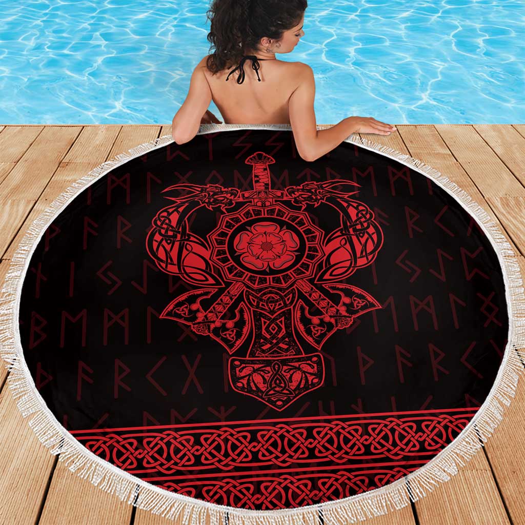 Vikings from Yorkshire Beach Blanket Red Spirit of Jorvik - Wonder Print Shop