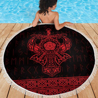 Vikings from Yorkshire Beach Blanket Red Spirit of Jorvik - Wonder Print Shop