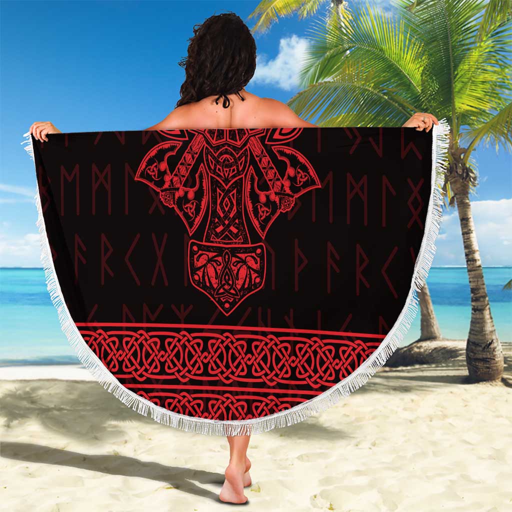Vikings from Yorkshire Beach Blanket Red Spirit of Jorvik - Wonder Print Shop