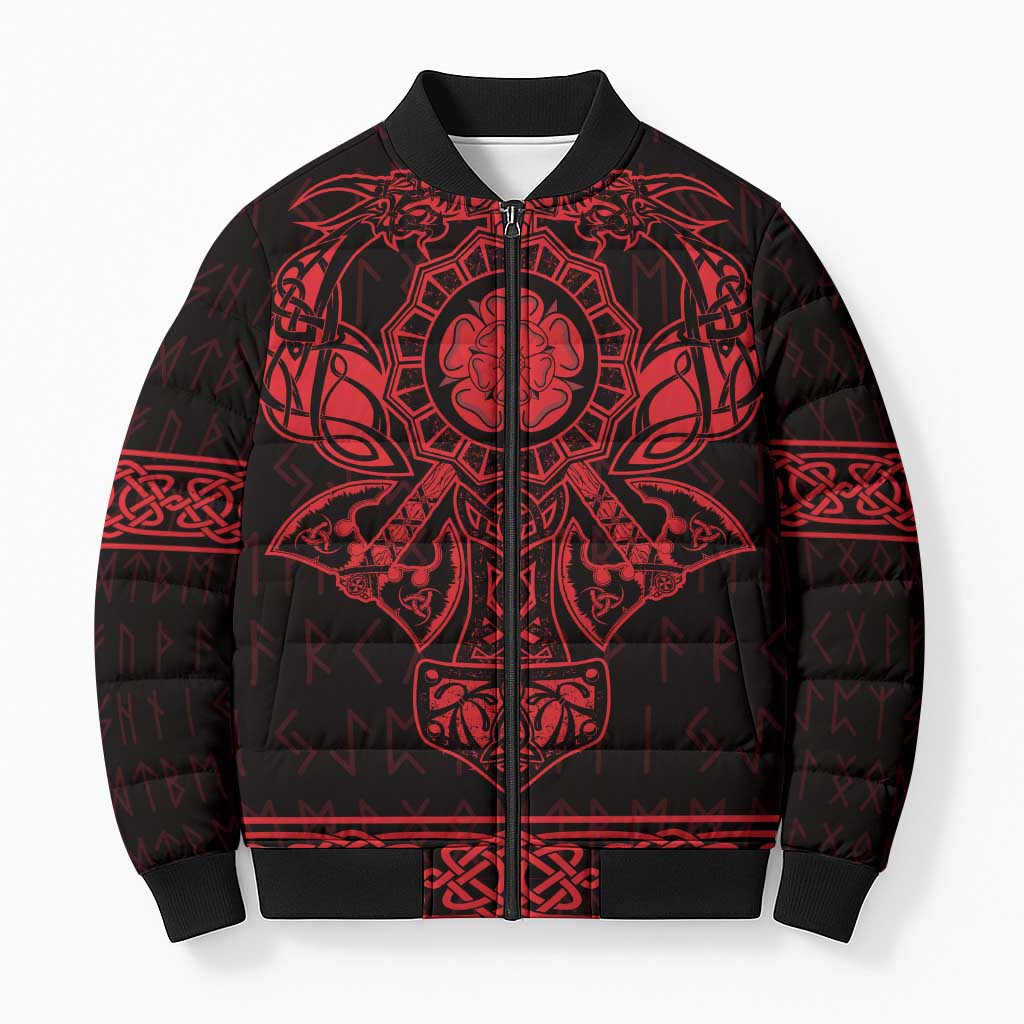 Vikings from Yorkshire Bomber Puffer Jacket Red Spirit of Jorvik - Wonder Print Shop