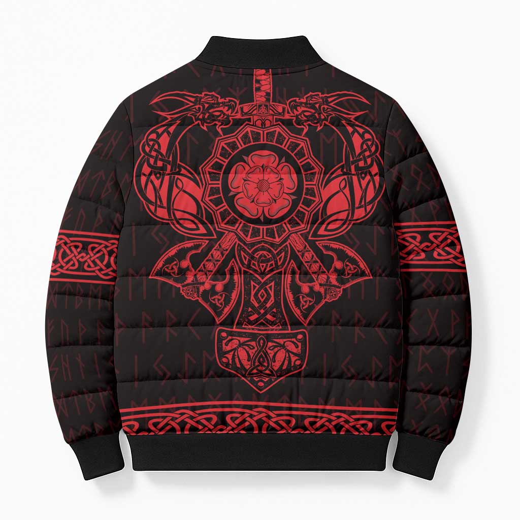 Vikings from Yorkshire Bomber Puffer Jacket Red Spirit of Jorvik - Wonder Print Shop
