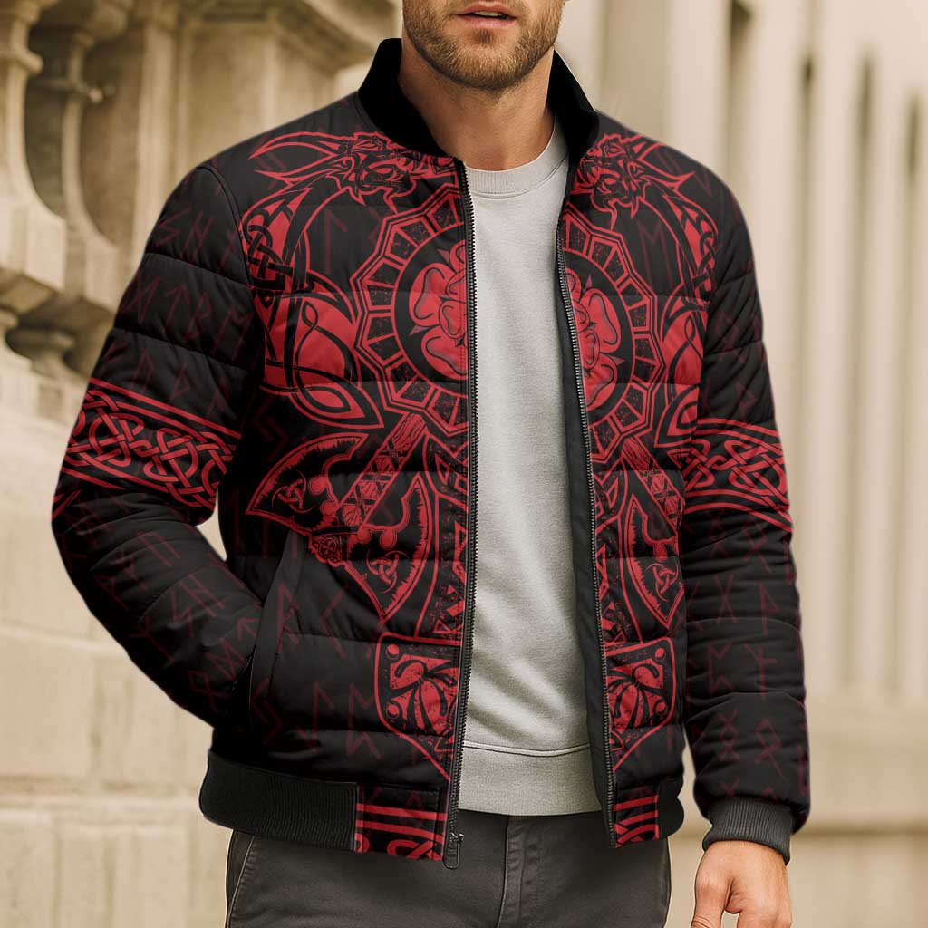 Vikings from Yorkshire Bomber Puffer Jacket Red Spirit of Jorvik - Wonder Print Shop