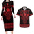 Vikings from Yorkshire Couples Matching Long Sleeve Bodycon Dress and Hawaiian Shirt Red Spirit of Jorvik - Wonder Print Shop