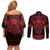 Vikings from Yorkshire Couples Matching Off Shoulder Short Dress and Long Sleeve Button Shirt Red Spirit of Jorvik - Wonder Print Shop