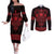 Vikings from Yorkshire Couples Matching Off The Shoulder Long Sleeve Dress and Long Sleeve Button Shirt Red Spirit of Jorvik - Wonder Print Shop