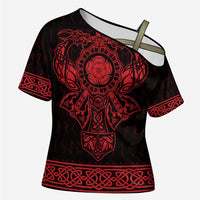 Vikings from Yorkshire Cross Shoulder Shirt Red Spirit of Jorvik - Wonder Print Shop