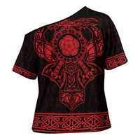 Vikings from Yorkshire Cross Shoulder Shirt Red Spirit of Jorvik - Wonder Print Shop