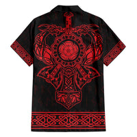 Vikings from Yorkshire Family Matching Long Sleeve Bodycon Dress and Hawaiian Shirt Red Spirit of Jorvik - Wonder Print Shop