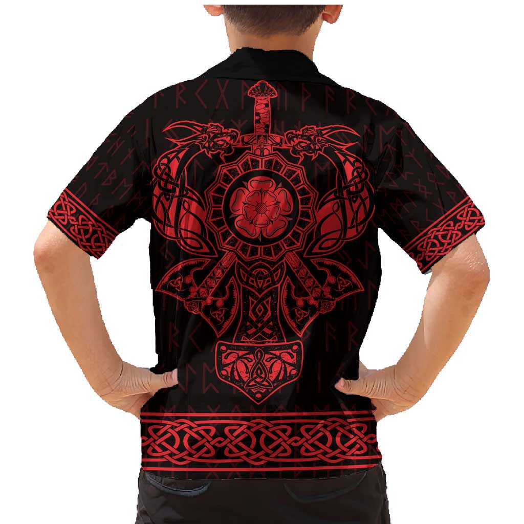 Vikings from Yorkshire Family Matching Mermaid Dress and Hawaiian Shirt Red Spirit of Jorvik - Wonder Print Shop