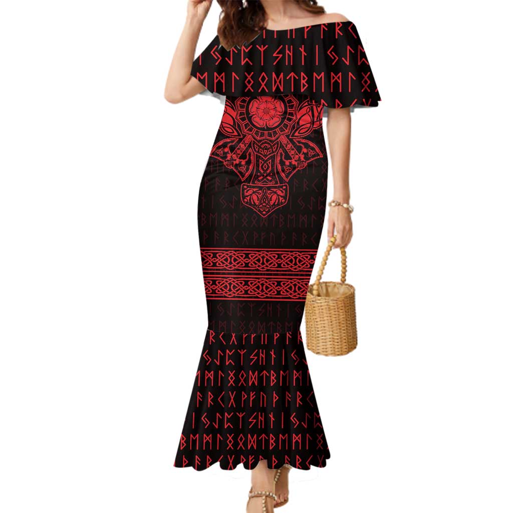 Vikings from Yorkshire Family Matching Mermaid Dress and Hawaiian Shirt Red Spirit of Jorvik - Wonder Print Shop
