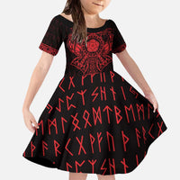Vikings from Yorkshire Family Matching Off The Shoulder Long Sleeve Dress and Hawaiian Shirt Red Spirit of Jorvik - Wonder Print Shop