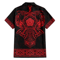 Vikings from Yorkshire Family Matching Off The Shoulder Long Sleeve Dress and Hawaiian Shirt Red Spirit of Jorvik - Wonder Print Shop