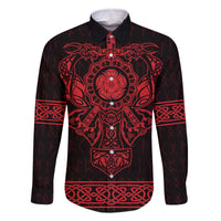 Vikings from Yorkshire Family Matching Off The Shoulder Long Sleeve Dress and Hawaiian Shirt Red Spirit of Jorvik - Wonder Print Shop