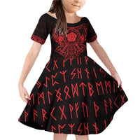 Vikings from Yorkshire Family Matching Off Shoulder Short Dress and Hawaiian Shirt Red Spirit of Jorvik - Wonder Print Shop