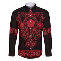 Vikings from Yorkshire Family Matching Off Shoulder Short Dress and Hawaiian Shirt Red Spirit of Jorvik - Wonder Print Shop