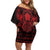 Vikings from Yorkshire Family Matching Off Shoulder Short Dress and Hawaiian Shirt Red Spirit of Jorvik - Wonder Print Shop