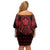 Vikings from Yorkshire Family Matching Off Shoulder Short Dress and Hawaiian Shirt Red Spirit of Jorvik - Wonder Print Shop