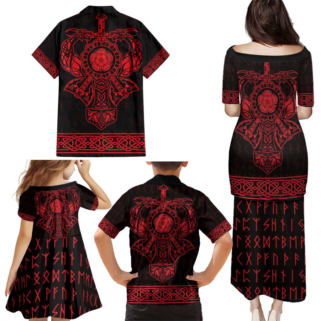 Vikings from Yorkshire Family Matching Puletasi and Hawaiian Shirt Red Spirit of Jorvik - Wonder Print Shop