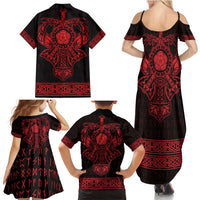 Vikings from Yorkshire Family Matching Summer Maxi Dress and Hawaiian Shirt Red Spirit of Jorvik - Wonder Print Shop