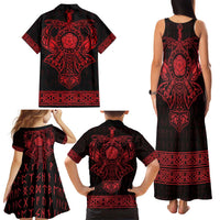 Vikings from Yorkshire Family Matching Tank Maxi Dress and Hawaiian Shirt Red Spirit of Jorvik - Wonder Print Shop