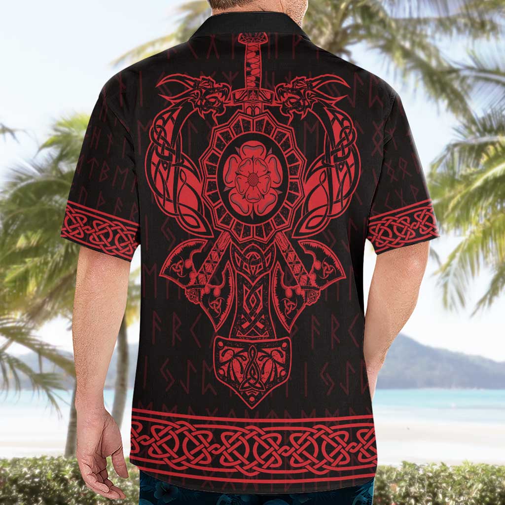 Vikings from Yorkshire Hawaiian Shirt Red Spirit of Jorvik - Wonder Print Shop