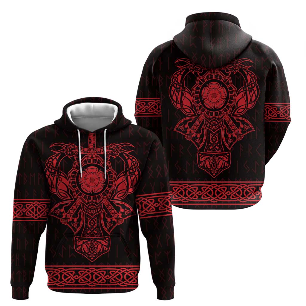 Vikings from Yorkshire Hoodie Red Spirit of Jorvik - Wonder Print Shop