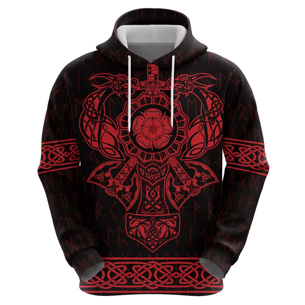 Vikings from Yorkshire Hoodie Red Spirit of Jorvik - Wonder Print Shop