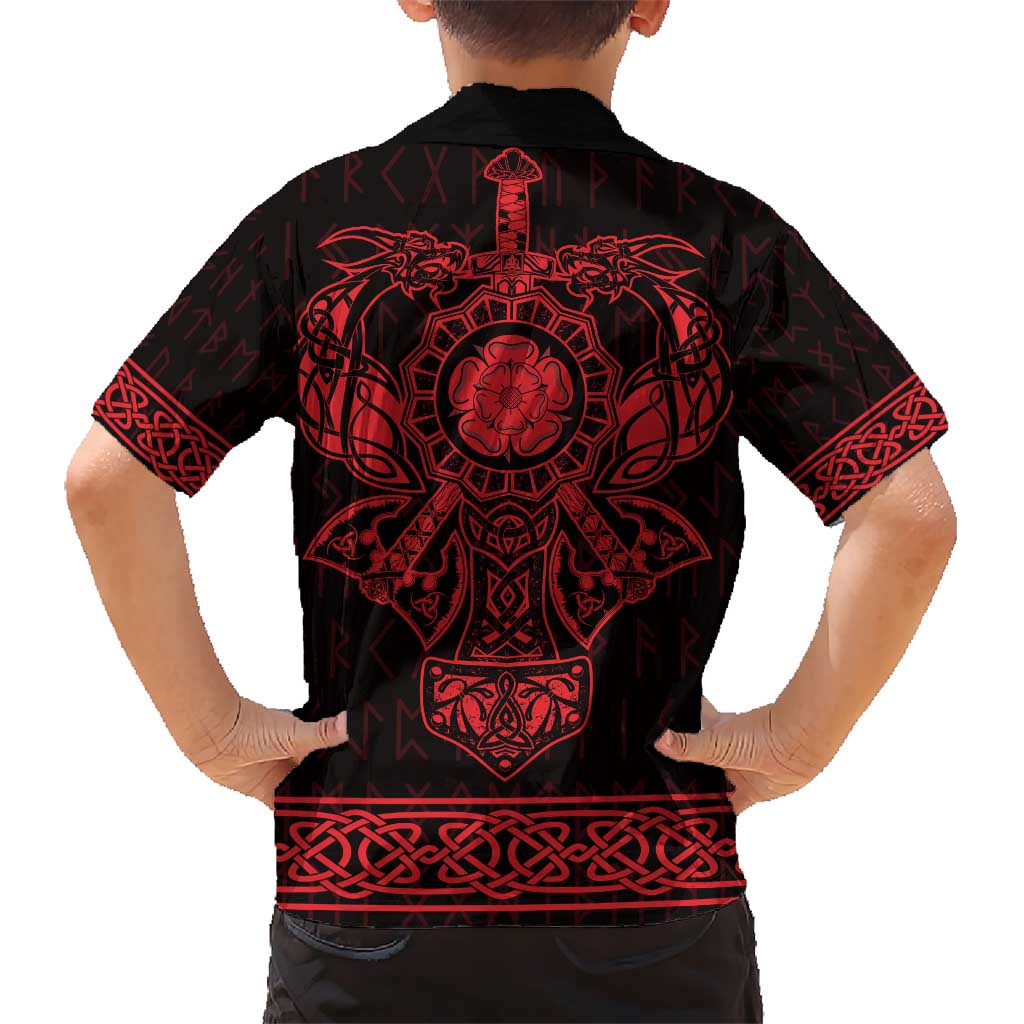 Vikings from Yorkshire Kid Hawaiian Shirt Red Spirit of Jorvik - Wonder Print Shop