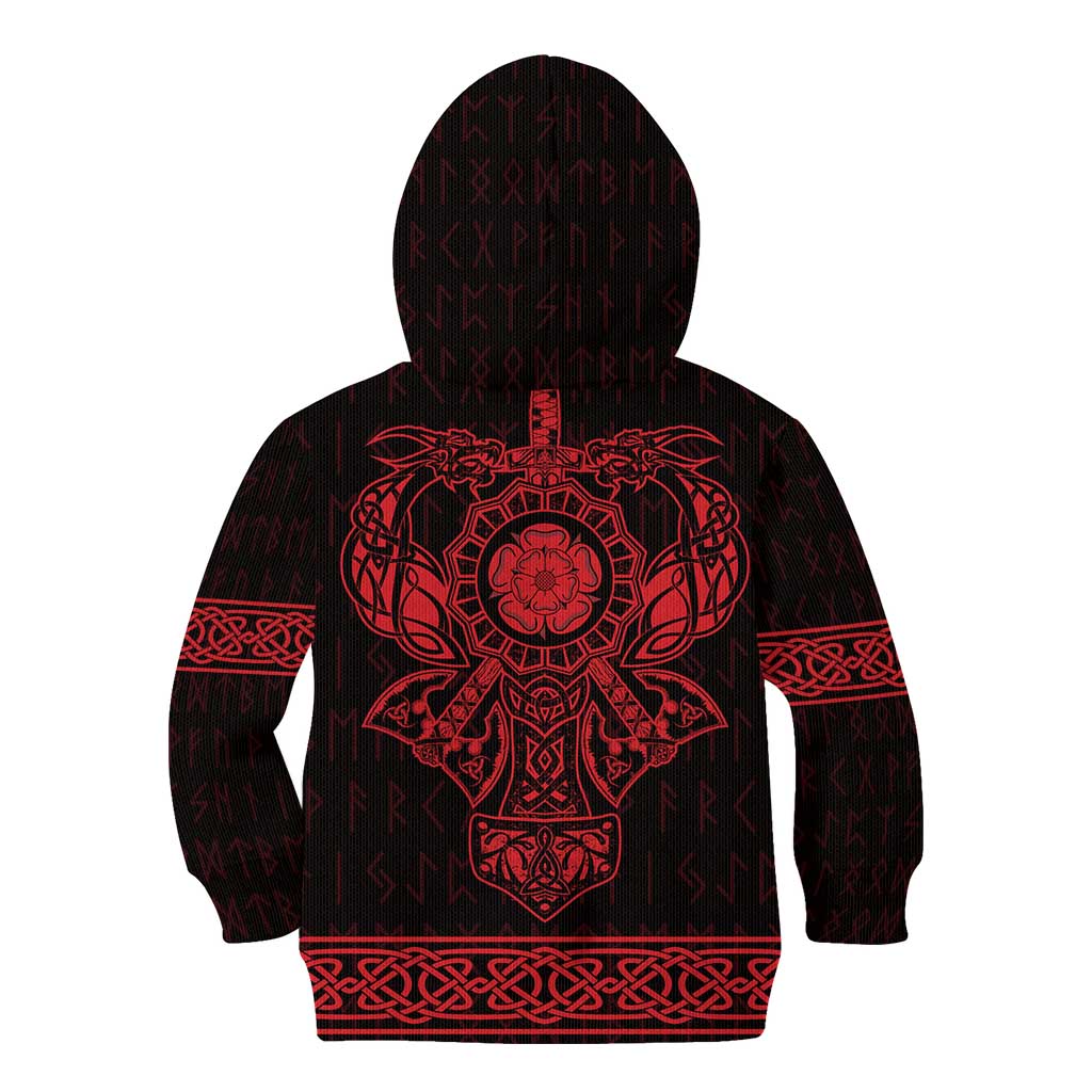 Vikings from Yorkshire Kid Hoodie Red Spirit of Jorvik - Wonder Print Shop