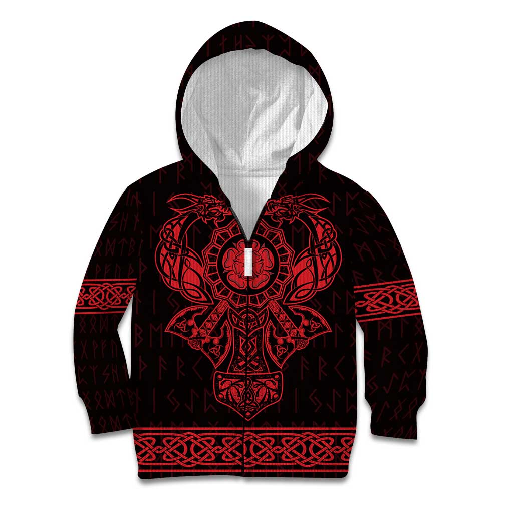Vikings from Yorkshire Kid Hoodie Red Spirit of Jorvik - Wonder Print Shop