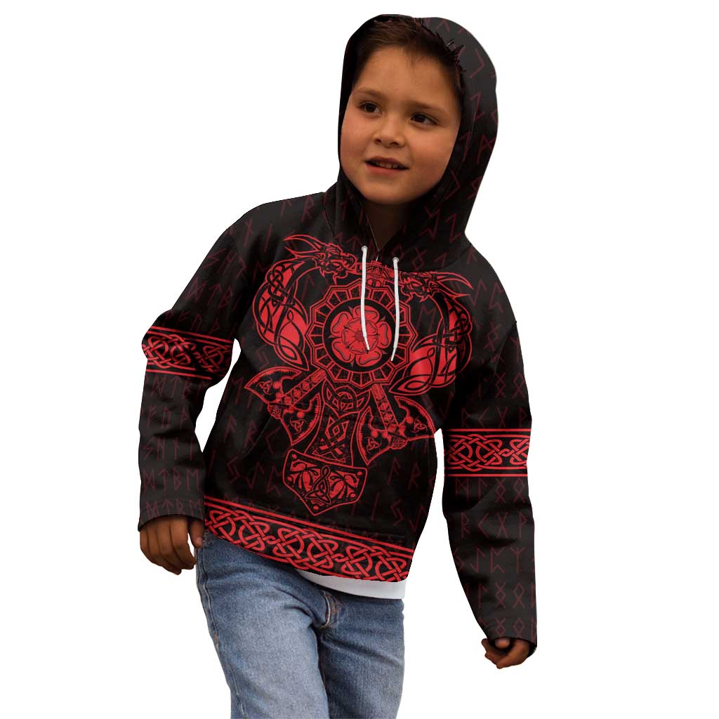 Vikings from Yorkshire Kid Hoodie Red Spirit of Jorvik - Wonder Print Shop