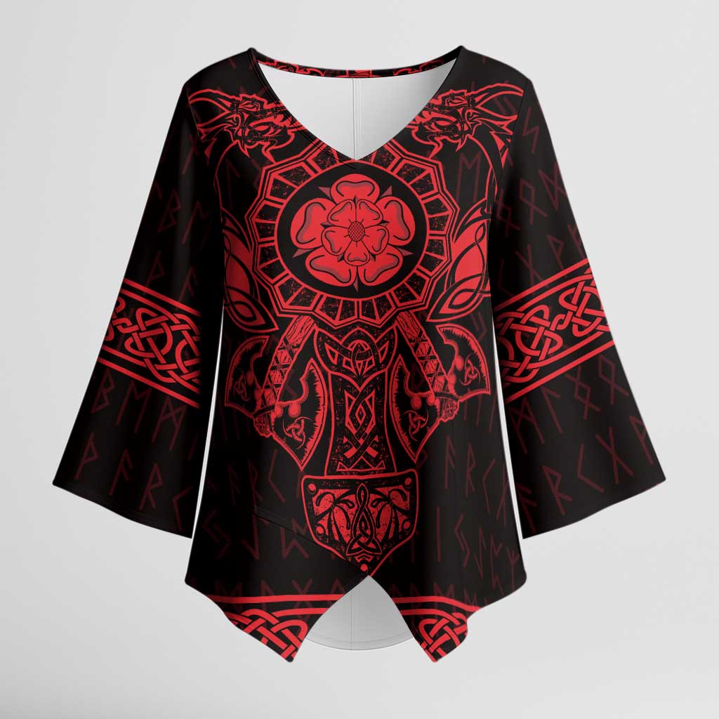 Vikings from Yorkshire Kimono Sleeve Blouse Red Spirit of Jorvik - Wonder Print Shop