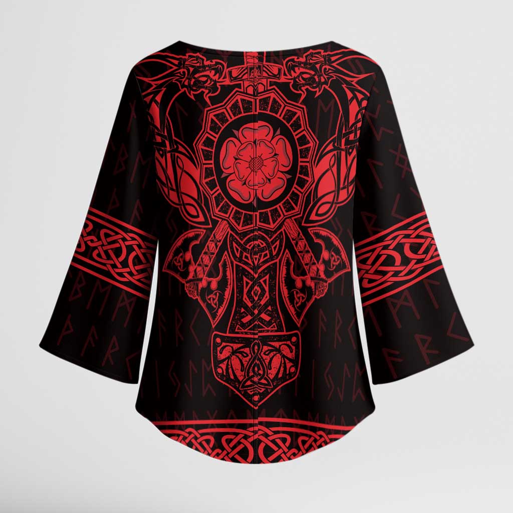 Vikings from Yorkshire Kimono Sleeve Blouse Red Spirit of Jorvik - Wonder Print Shop