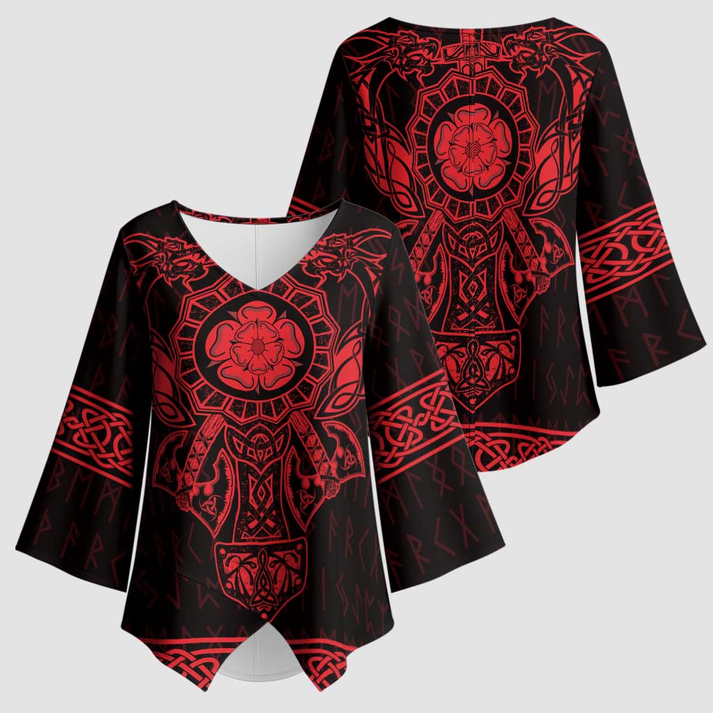 Vikings from Yorkshire Kimono Sleeve Blouse Red Spirit of Jorvik - Wonder Print Shop