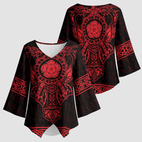 Vikings from Yorkshire Kimono Sleeve Blouse Red Spirit of Jorvik - Wonder Print Shop