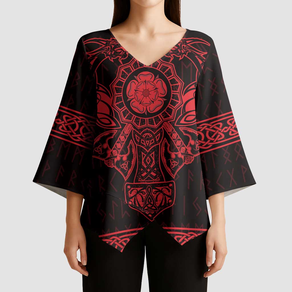 Vikings from Yorkshire Kimono Sleeve Blouse Red Spirit of Jorvik - Wonder Print Shop