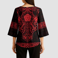 Vikings from Yorkshire Kimono Sleeve Blouse Red Spirit of Jorvik - Wonder Print Shop