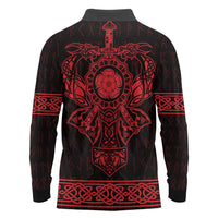 Vikings from Yorkshire Long Sleeve Polo Shirt Red Spirit of Jorvik - Wonder Print Shop