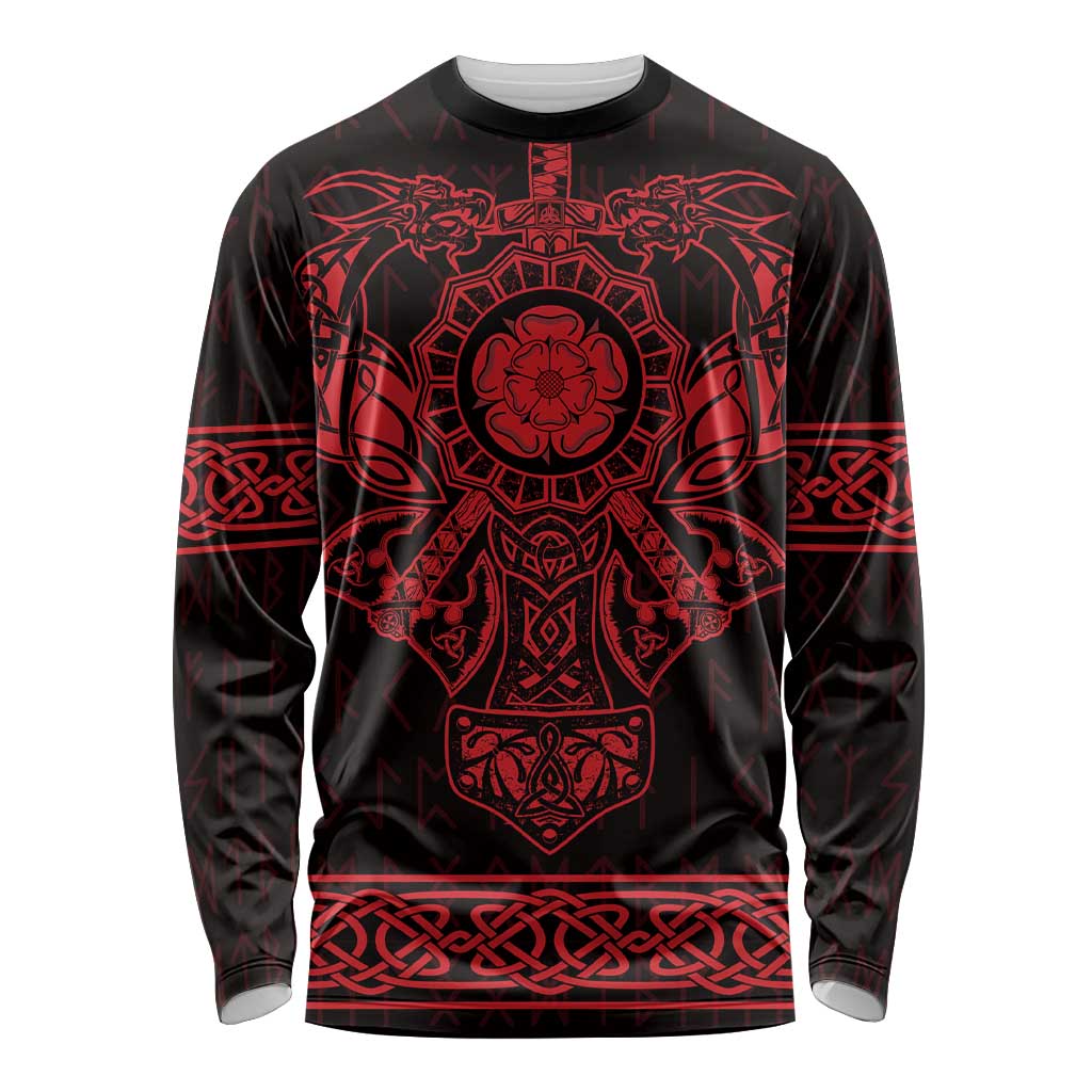 Vikings from Yorkshire Long Sleeve Shirt Red Spirit of Jorvik - Wonder Print Shop