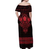 Vikings from Yorkshire Off Shoulder Maxi Dress Red Spirit of Jorvik - Wonder Print Shop