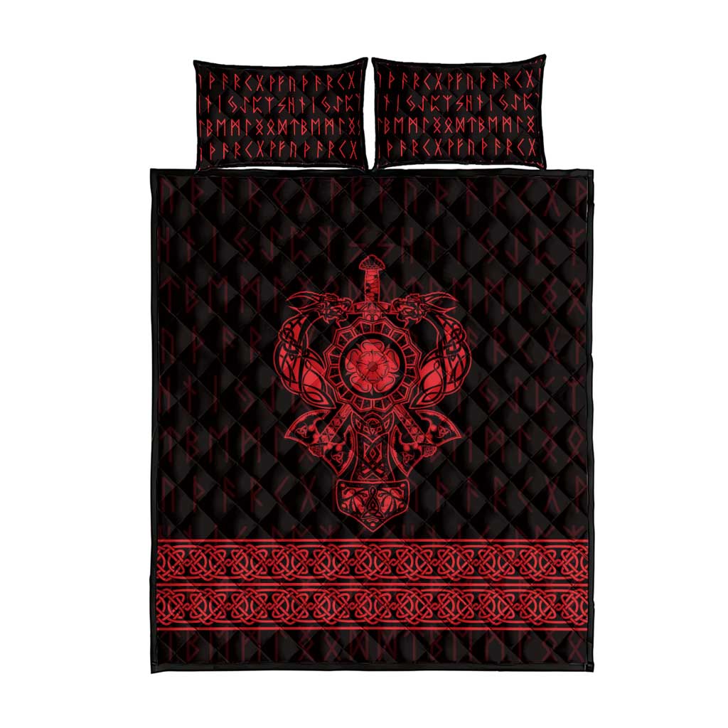 Vikings from Yorkshire Quilt Bed Set Red Spirit of Jorvik - Wonder Print Shop