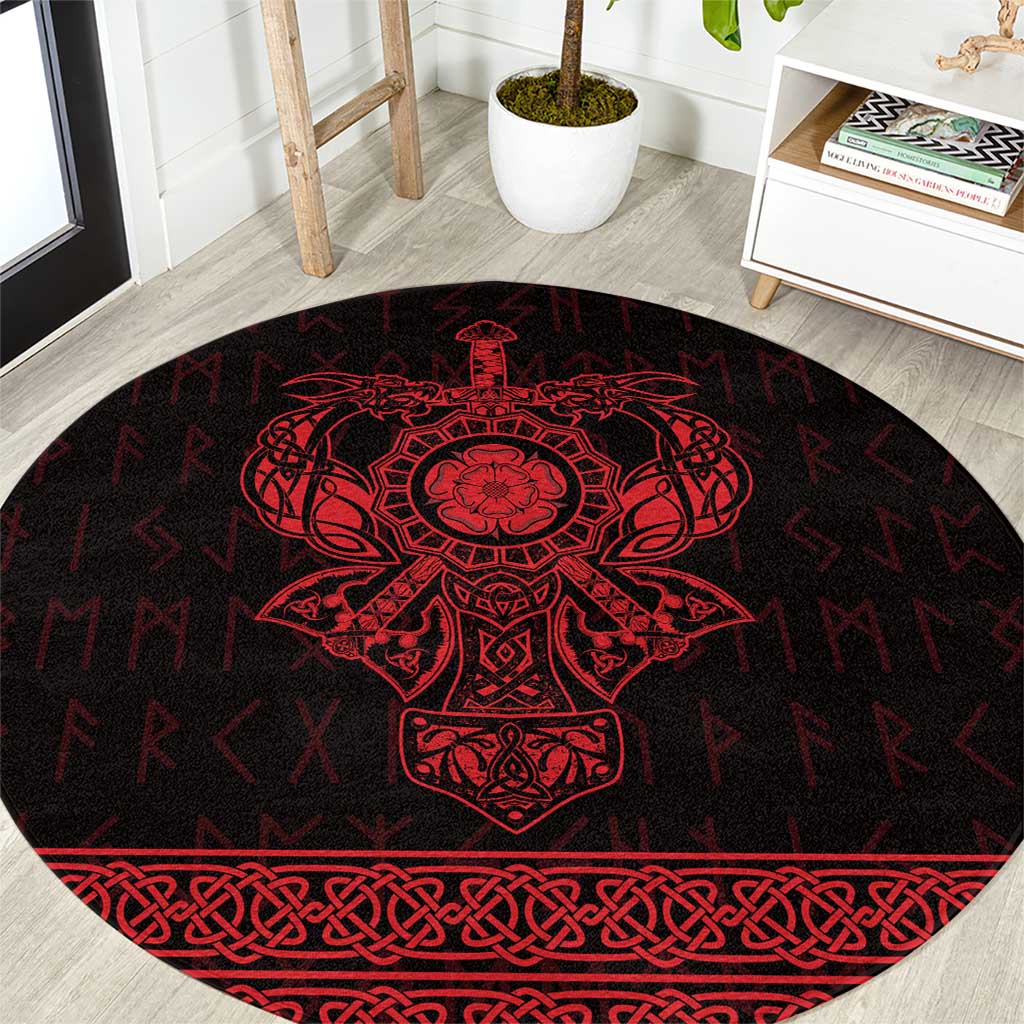 Vikings from Yorkshire Round Carpet Red Spirit of Jorvik - Wonder Print Shop