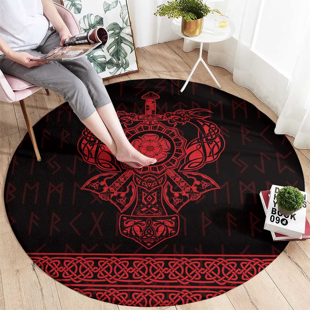 Vikings from Yorkshire Round Carpet Red Spirit of Jorvik - Wonder Print Shop