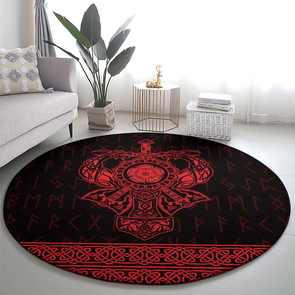 Vikings from Yorkshire Round Carpet Red Spirit of Jorvik - Wonder Print Shop