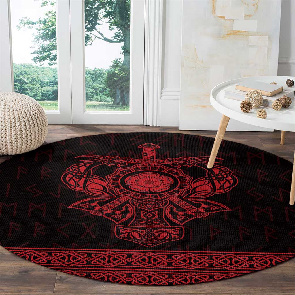 Vikings from Yorkshire Round Carpet Red Spirit of Jorvik - Wonder Print Shop