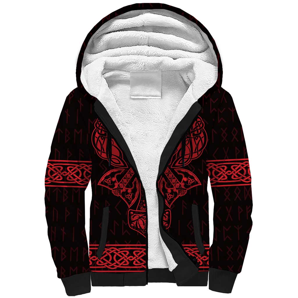 Vikings from Yorkshire Sherpa Hoodie Red Spirit of Jorvik - Wonder Print Shop