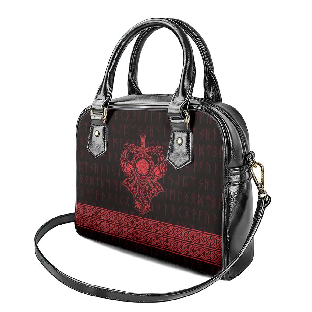Vikings from Yorkshire Shoulder Handbag Red Spirit of Jorvik - Wonder Print Shop